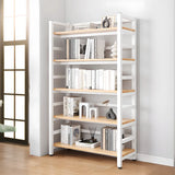 Simple White Alloy Frame Open Rectangular Bookshelf Image - 5