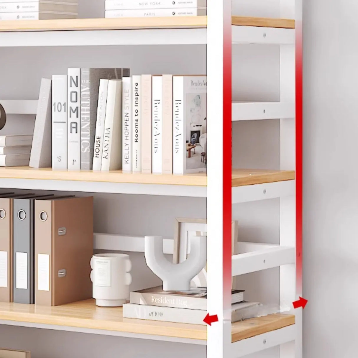 Simple White Alloy Frame Open Rectangular Bookshelf Image - 8