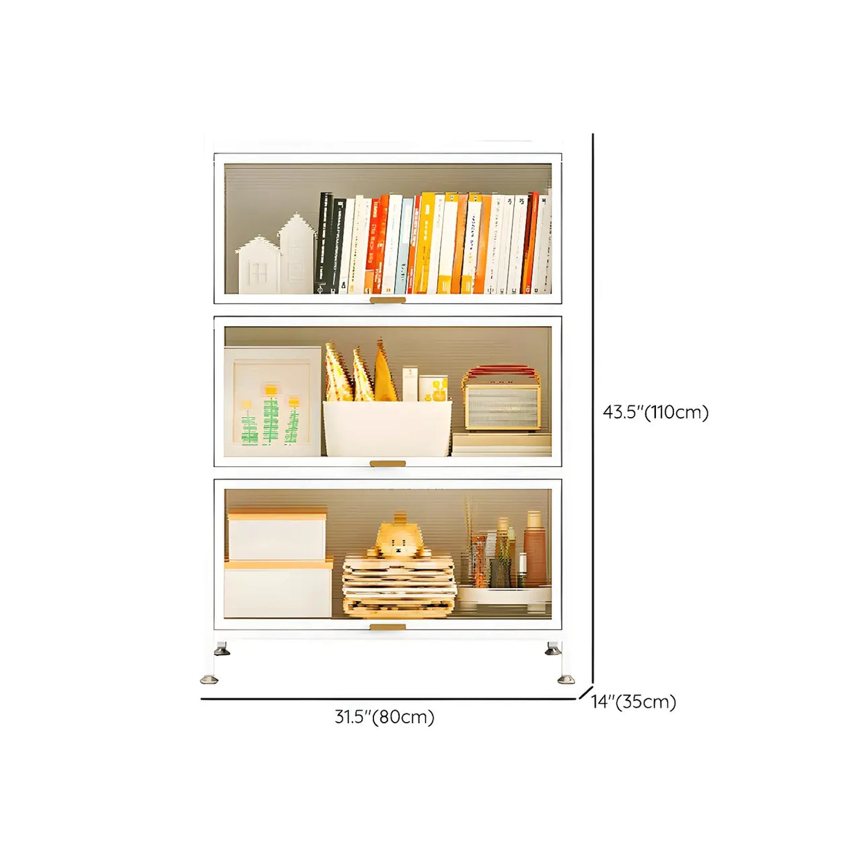 Simple White Clear Cabinets Standard Steel Bookcase Image - 12