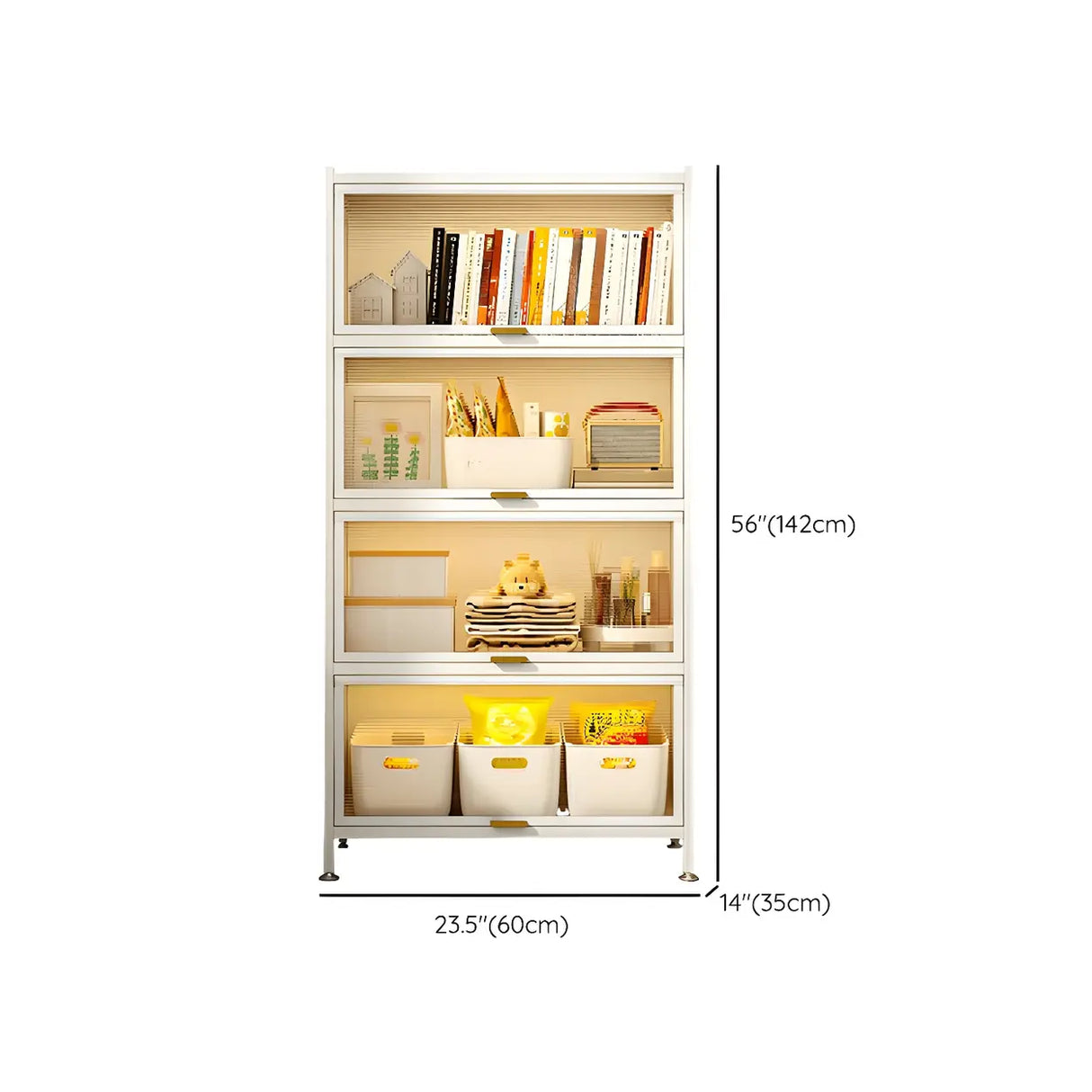 Simple White Clear Cabinets Standard Steel Bookcase Image - 18