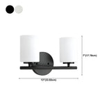 Simple White Cylinder Glass Chrome 3-Light Vanity Light #size