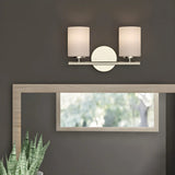 Simple White Cylinder Glass Chrome 3-Light Vanity Light Image - 17
