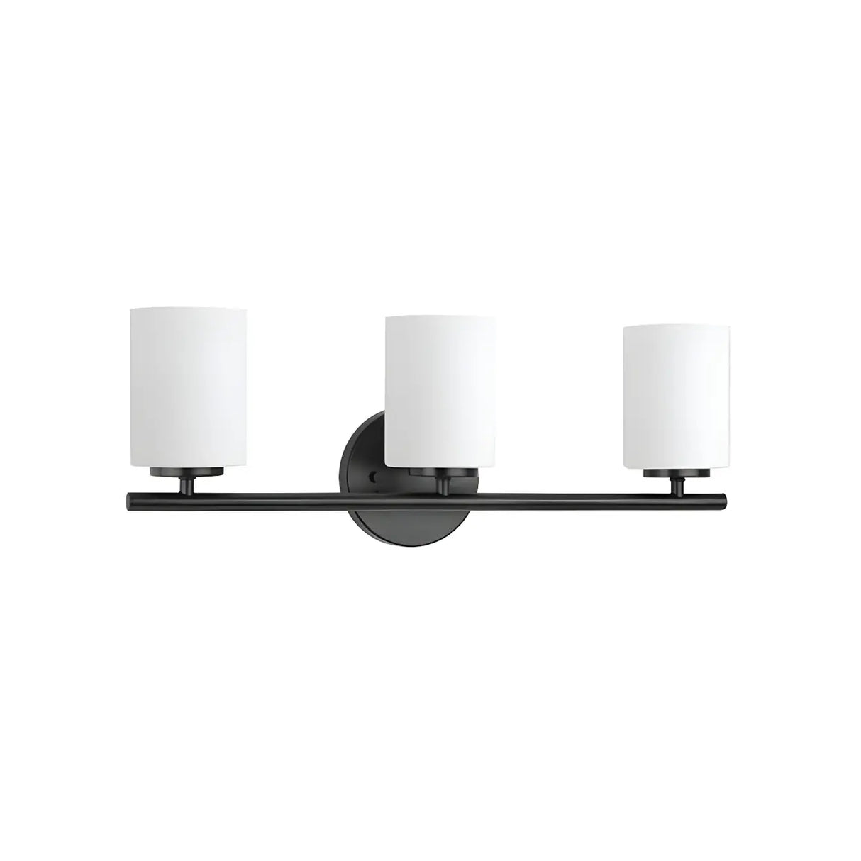 Simple White Cylinder Glass Chrome 3-Light Vanity Light Image - 5