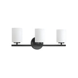 Simple White Cylinder Glass Chrome 3-Light Vanity Light Image - 5