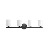 Simple White Cylinder Glass Chrome 3-Light Vanity Light Image - 6