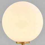 Simple White Glass Globe Shade Metal Base Table Lamp Image - 4