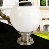 Simple White Globe Garden Stainless Steel Outdoor Lamp Image - 4