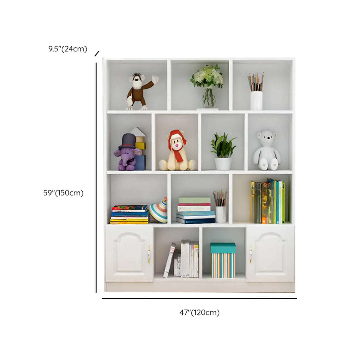 Simple White Modern Rectangular Storage Wide Bookcase Image - 30