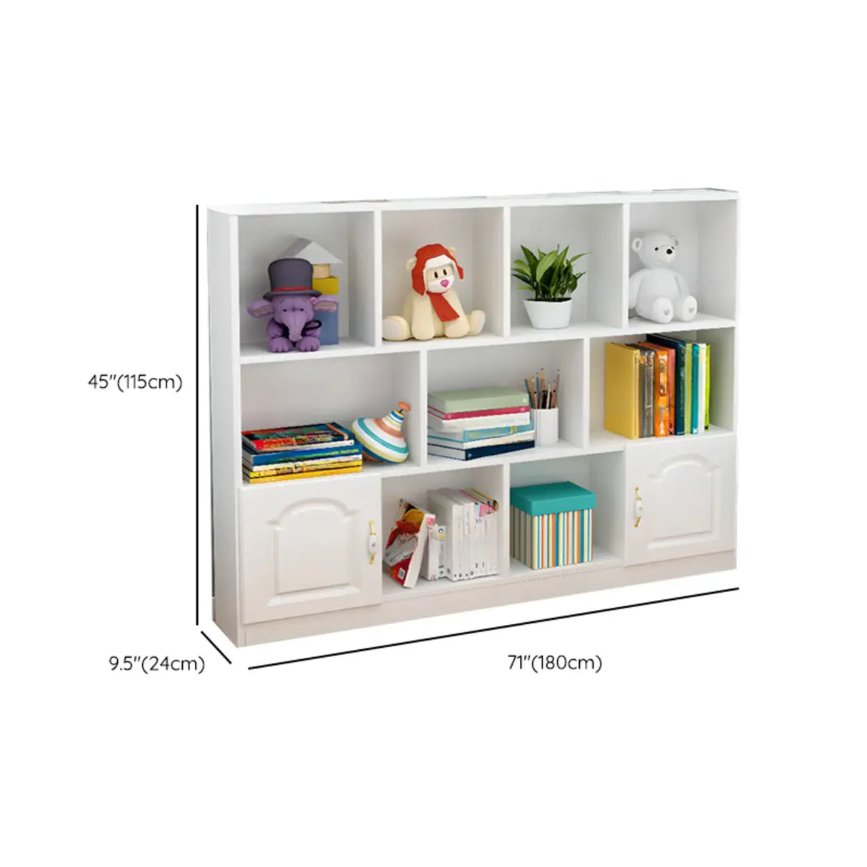 Simple White Modern Rectangular Storage Wide Bookcase Image - 35