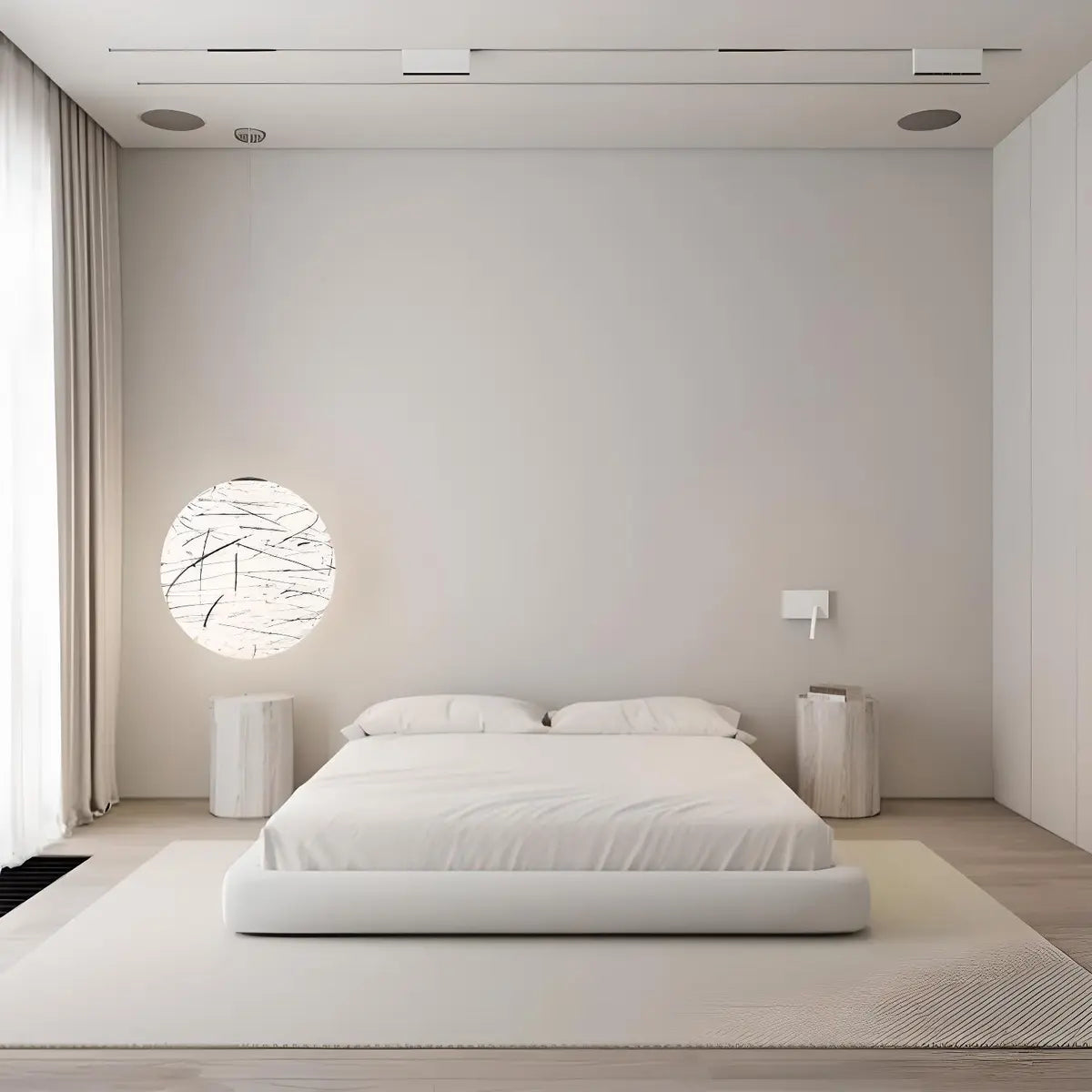 Simple White Queen Platform Fabric Modern Bed Frame Image - 1