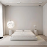 Simple White Queen Platform Fabric Modern Bed Frame Image - 1