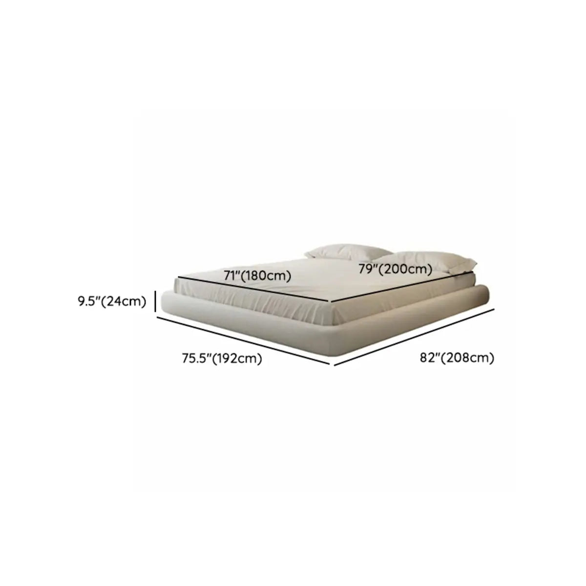 Simple White Queen Platform Fabric Modern Bed Frame Image - 11