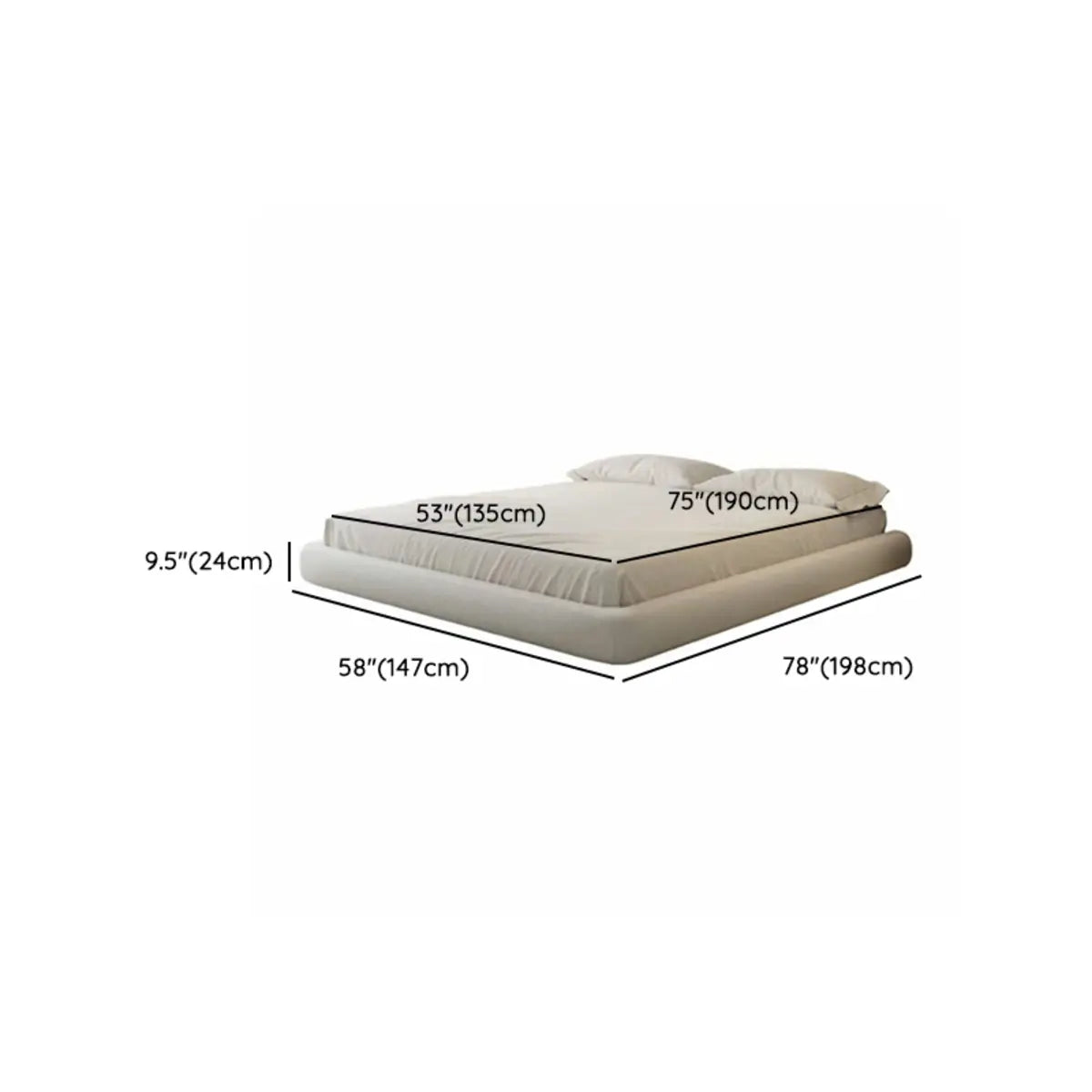 Simple White Queen Platform Fabric Modern Bed Frame Image - 12