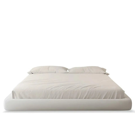 Simple White Queen Platform Fabric Modern Bed Frame Image - 2