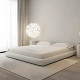 Simple White Queen Platform Fabric Modern Bed Frame Image - 4