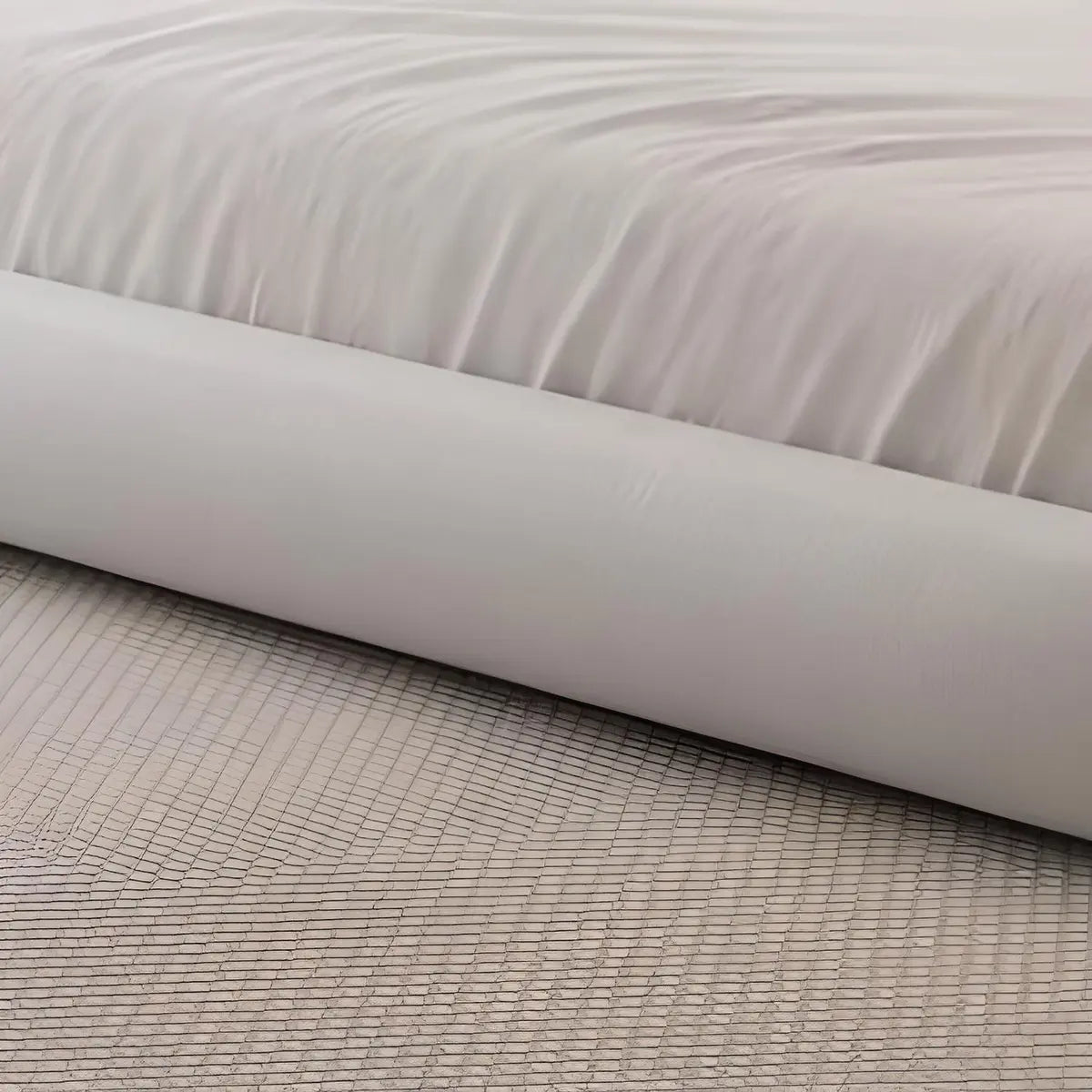 Simple White Queen Platform Fabric Modern Bed Frame Image - 7