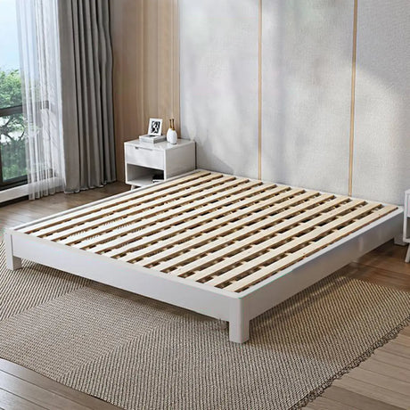 Simple White Queen Platform Wood Comfort Panel Bed Image - 2