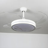 Simple White Retractable 4 Blades Ceiling Fan Light Image - 5