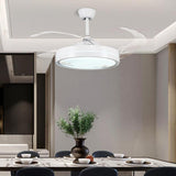 Simple White Retractable 4 Blades Ceiling Fan Light Image - 6