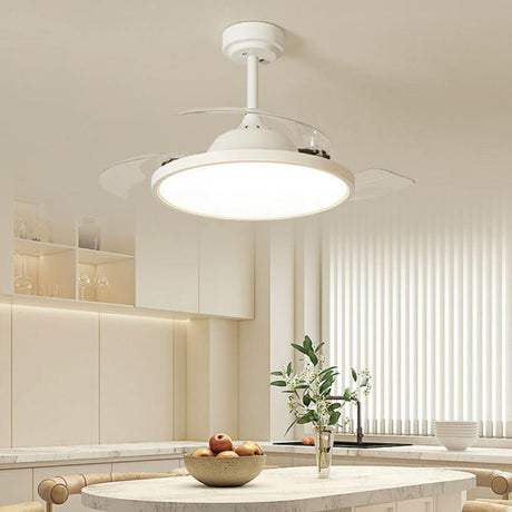 Simple White Round Modern Ceiling Fan with LED Light Image - 1