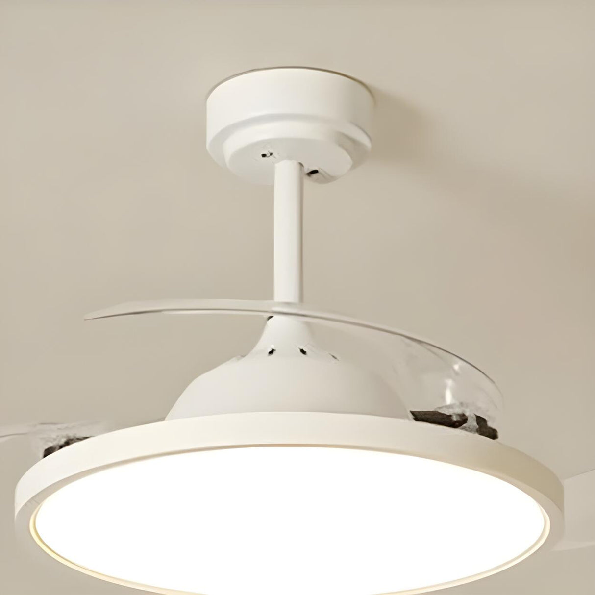 Simple White Round Modern Ceiling Fan with LED Light Image - 12
