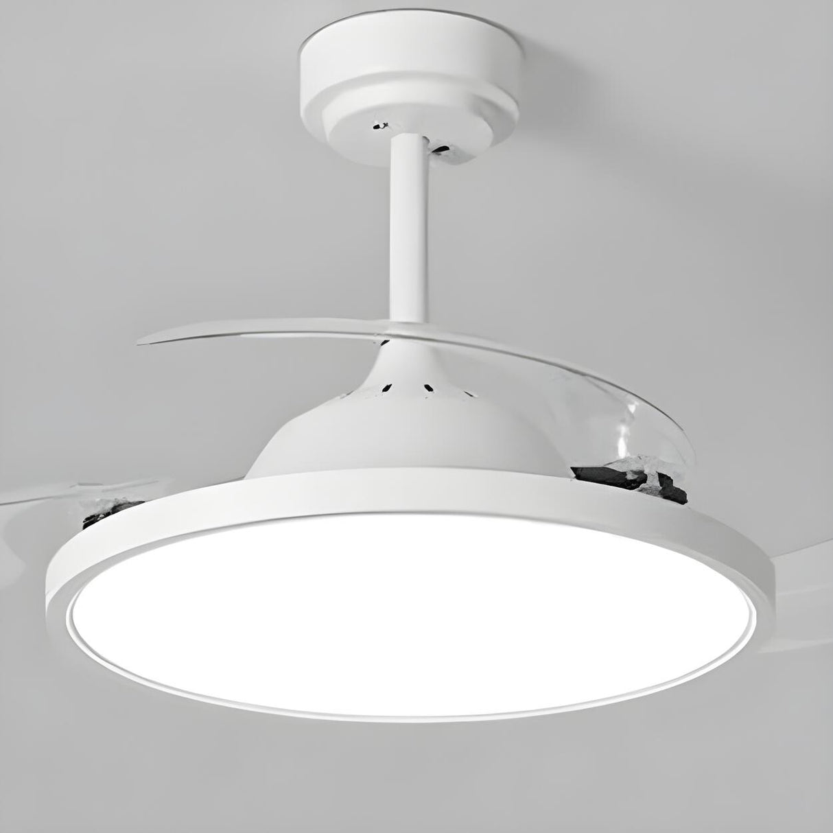 Simple White Round Modern Ceiling Fan with LED Light Image - 13