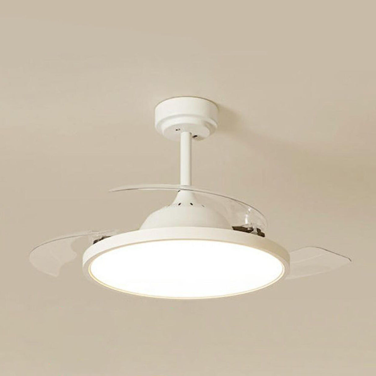 Simple White Round Modern Ceiling Fan with LED Light Image - 2