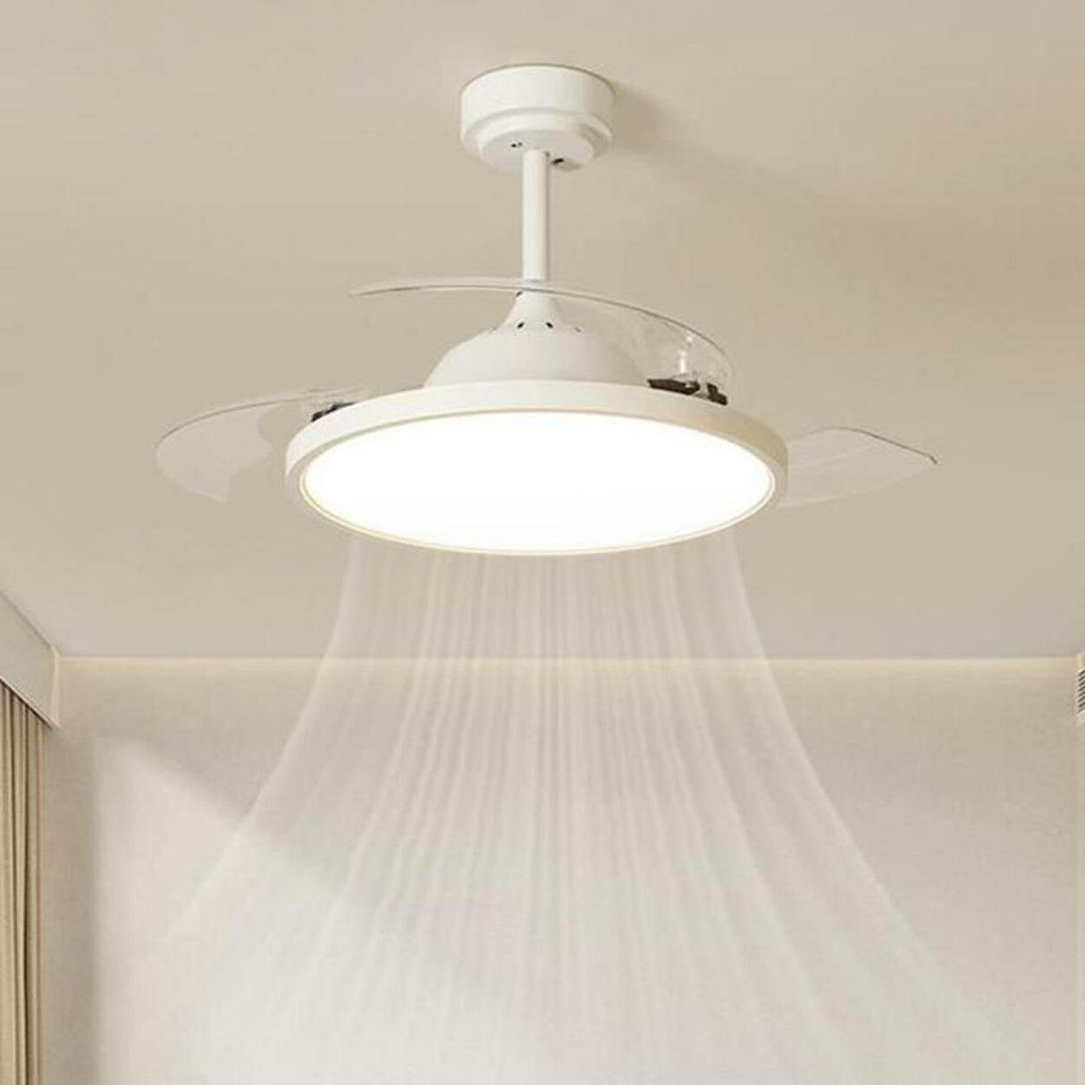 Simple White Round Modern Ceiling Fan with LED Light Image - 4