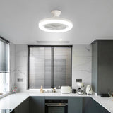 Simple White Round Modern Small Ceiling Fan with Light Image - 1
