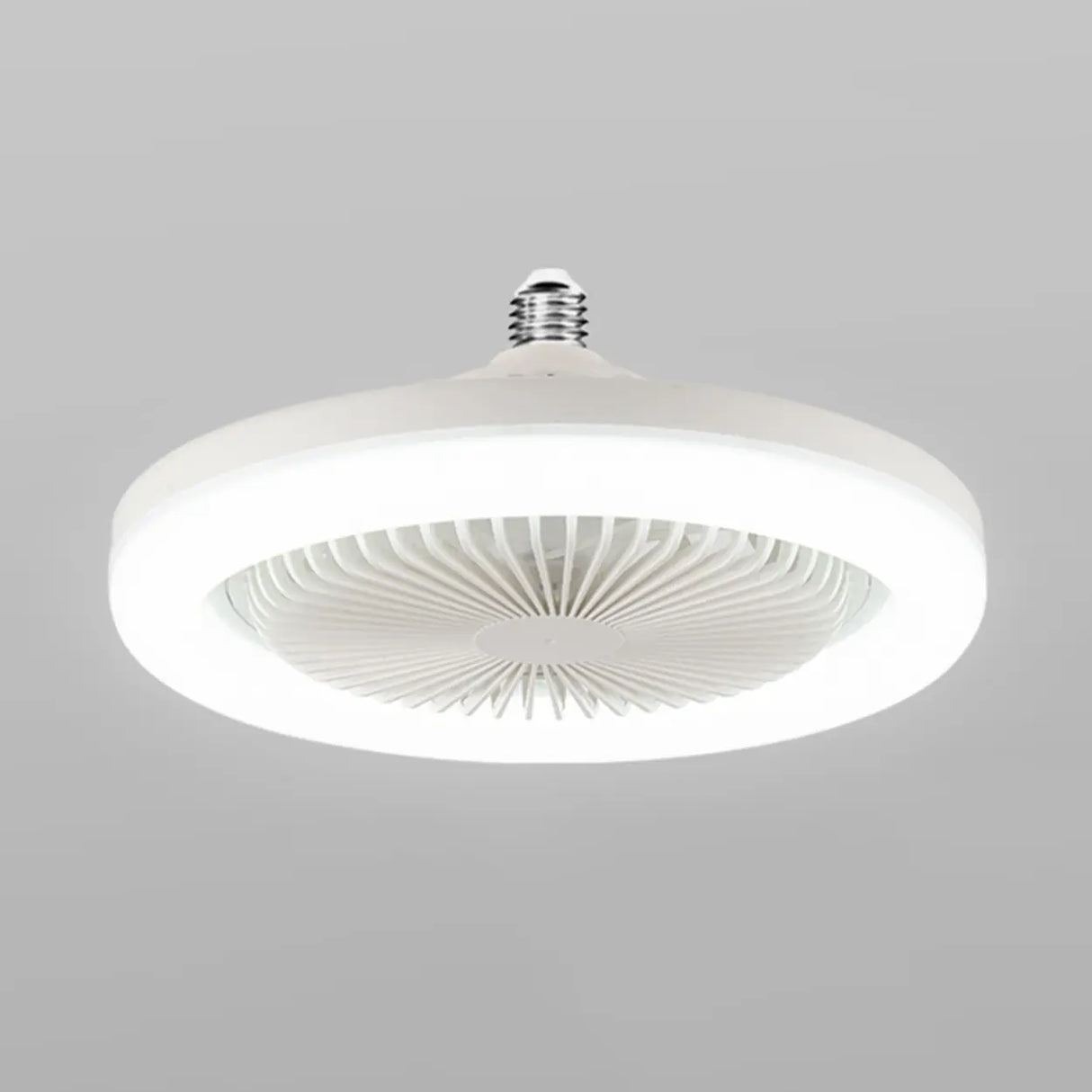 Simple White Round Modern Small Ceiling Fan with Light Image - 5
