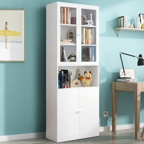 Simple White Steel 5 Shelves Vertical Storage Bookcase Image - 1