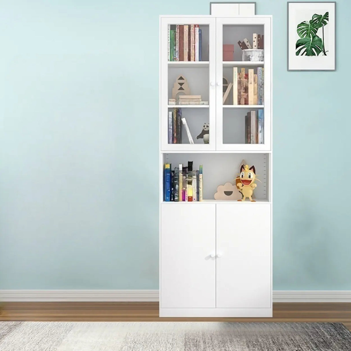 Simple White Steel 5 Shelves Vertical Storage Bookcase Image - 11