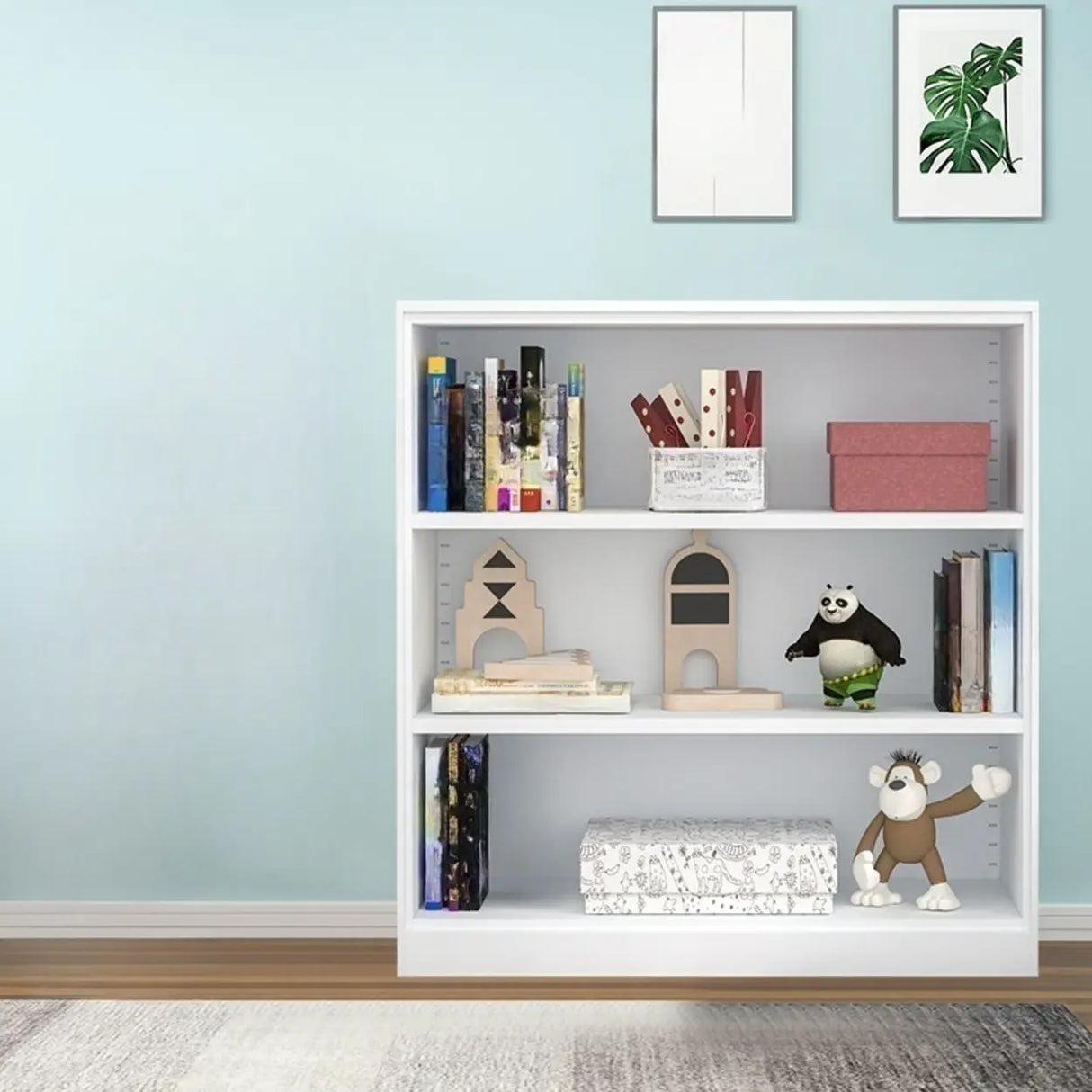 Simple White Steel 5 Shelves Vertical Storage Bookcase Image - 13