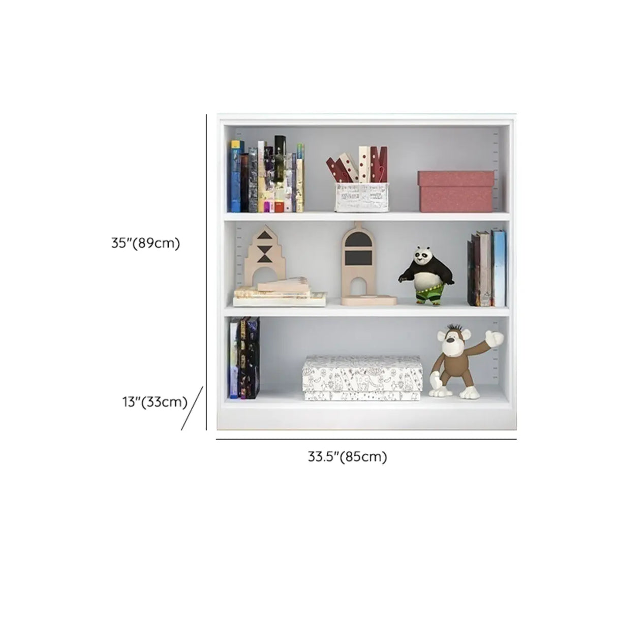 Simple White Steel 5 Shelves Vertical Storage Bookcase 