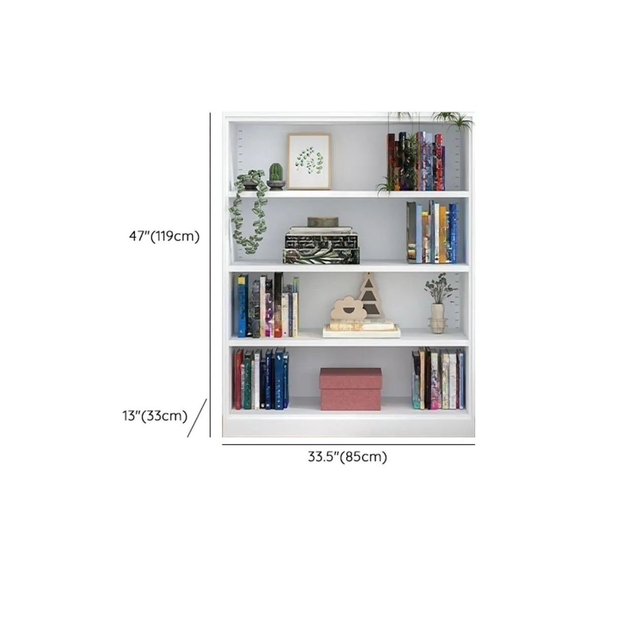 Simple White Steel 5 Shelves Vertical Storage Bookcase Image - 19