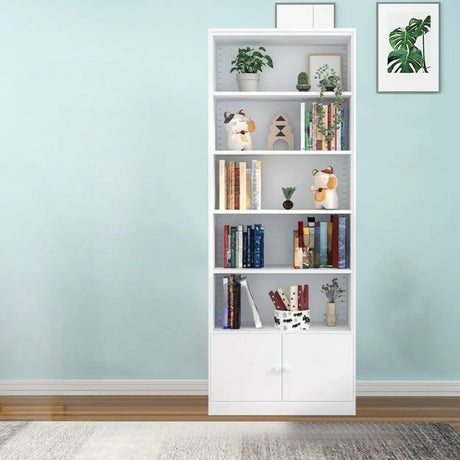 Simple White Steel 5 Shelves Vertical Storage Bookcase Image - 2