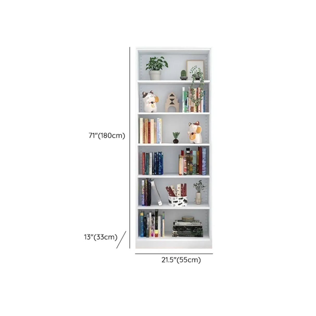 Simple White Steel 5 Shelves Vertical Storage Bookcase Image - 21