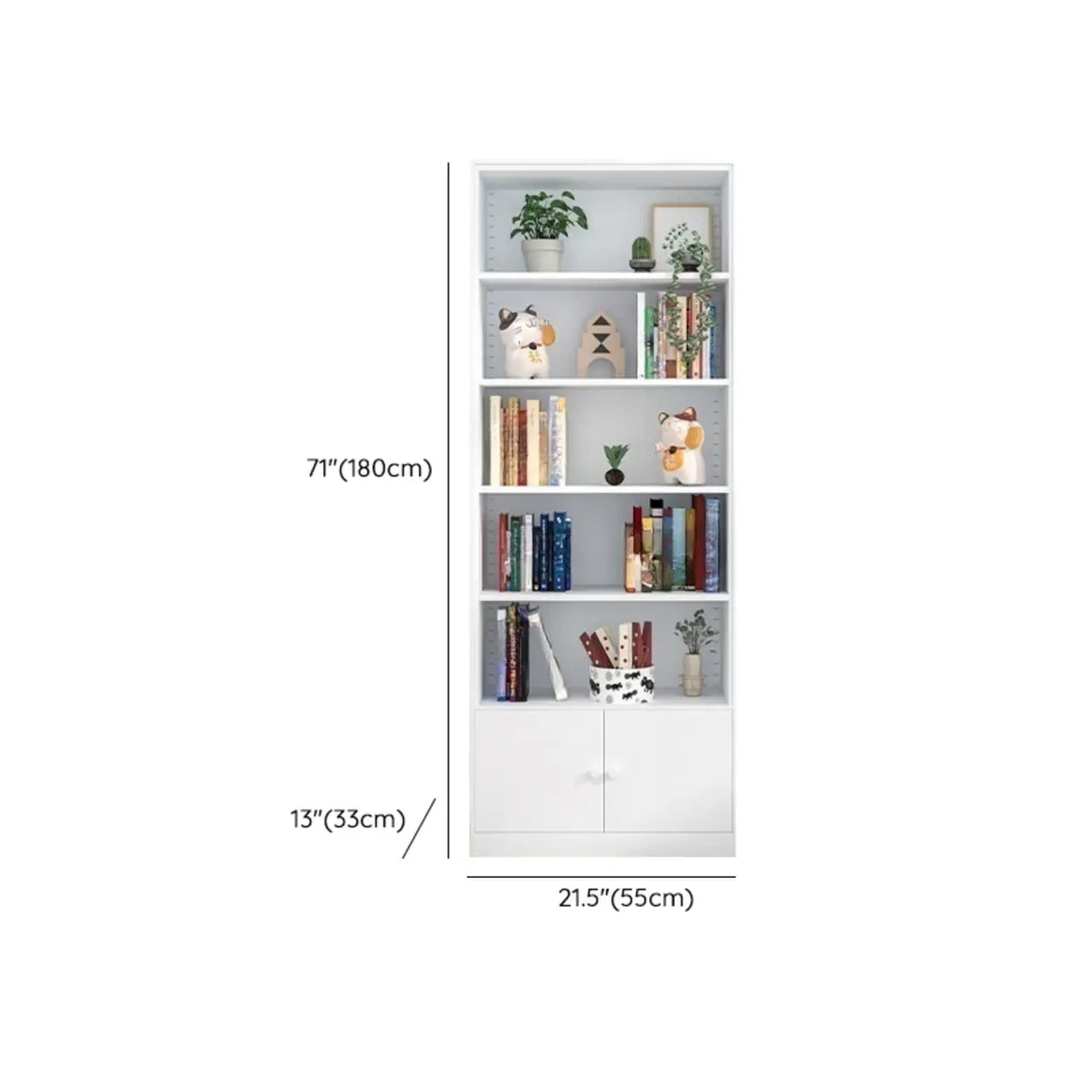 Simple White Steel 5 Shelves Vertical Storage Bookcase Image - 28