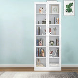 Simple White Steel 5 Shelves Vertical Storage Bookcase Image - 3