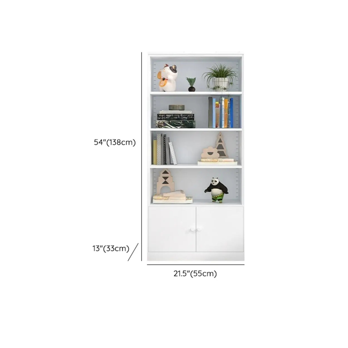 Simple White Steel 5 Shelves Vertical Storage Bookcase Image - 30