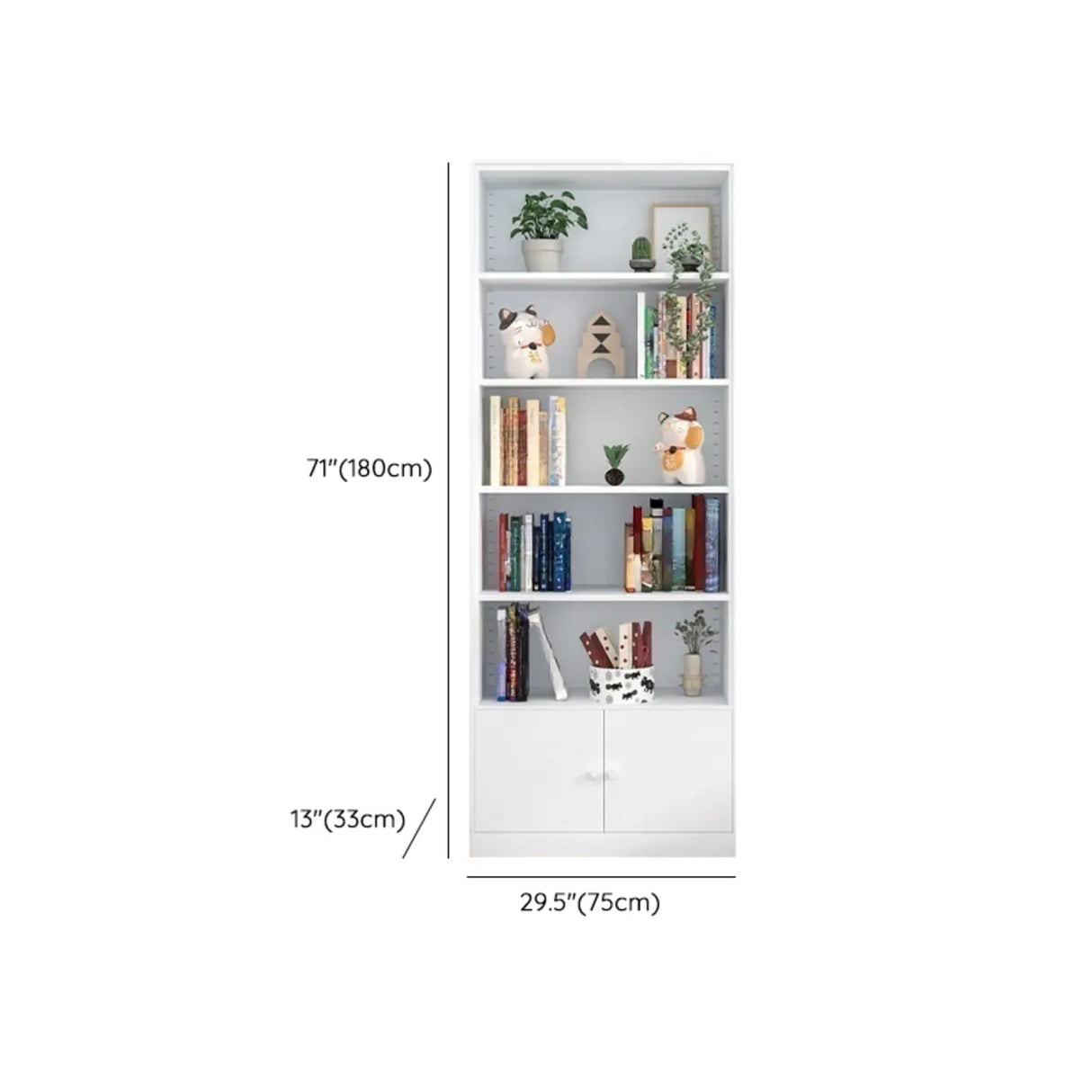 Simple White Steel 5 Shelves Vertical Storage Bookcase Image - 31