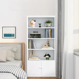 Simple White Steel 5 Shelves Vertical Storage Bookcase Image - 4