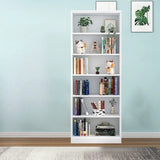 Simple White Steel 5 Shelves Vertical Storage Bookcase Image - 5