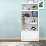 Simple White Steel 5 Shelves Vertical Storage Bookcase Image - 7