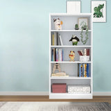 Simple White Steel 5 Shelves Vertical Storage Bookcase Image - 9