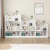 Simple White Vertical Wooden Small Storage Bookcase Image - 1