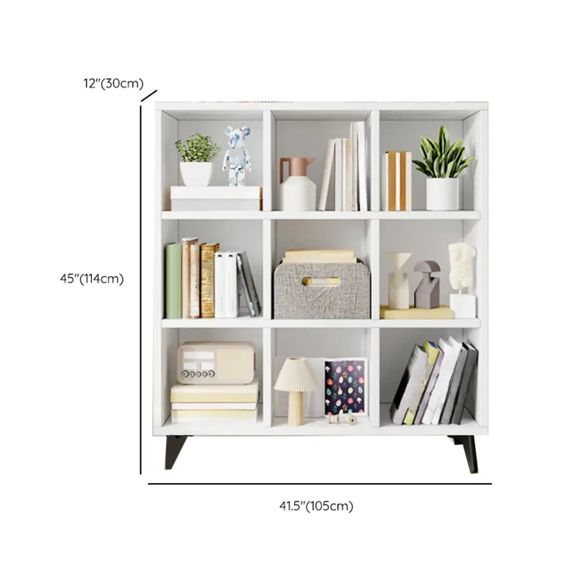Simple White Wood Modern Cube Storage Wide Bookcases Image - 10
