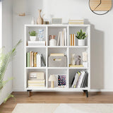 Simple White Wood Modern Cube Storage Wide Bookcases Image - 3