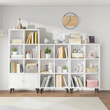 Simple White Wood Modern Cube Storage Wide Bookcases Image - 4