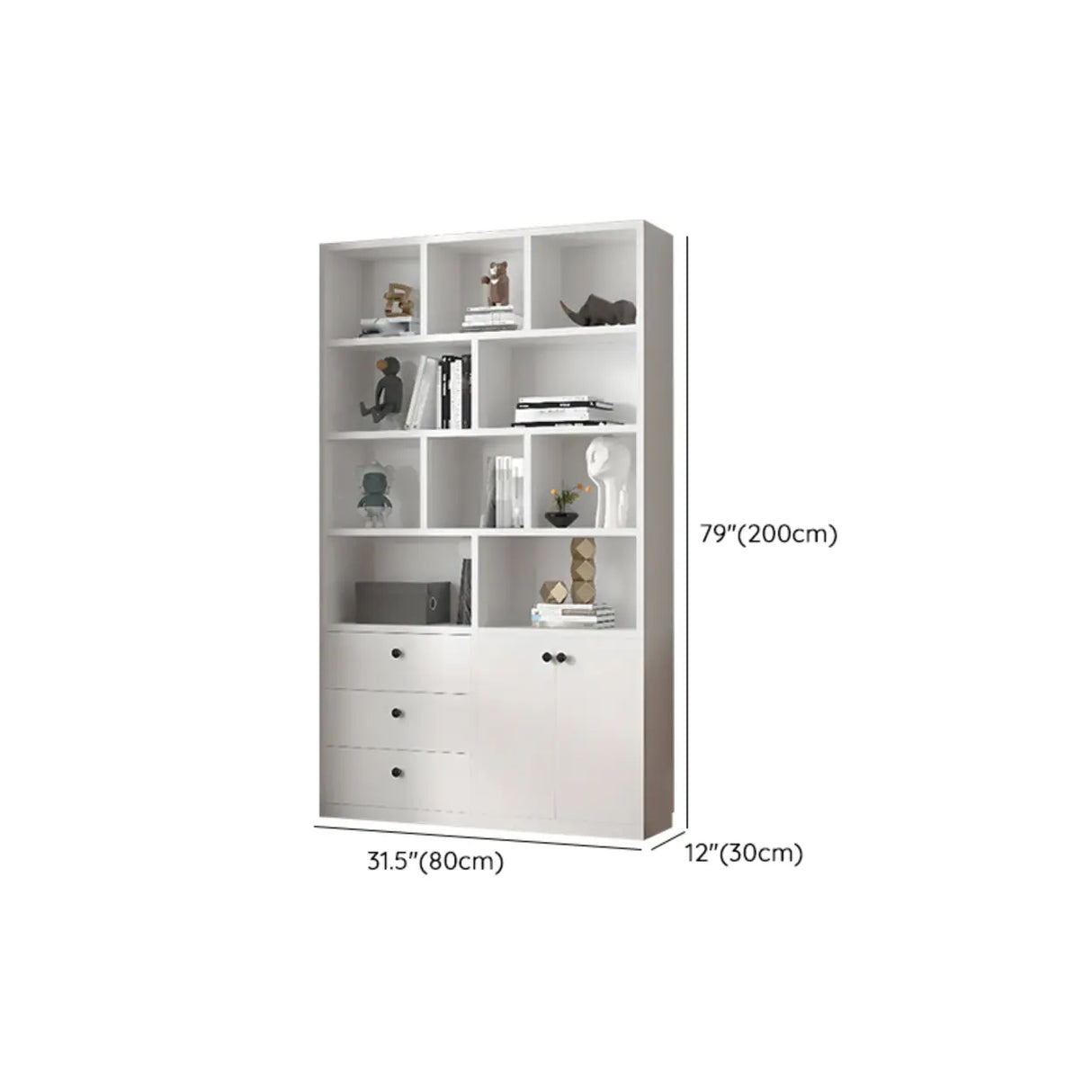 Simple White Wood Vertical Multi-Shelf Storage Bookcase Image - 12